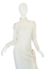 1980s Ivory Silk Dress with Couture Level Finishes