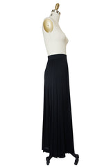 1980s Chanel Silk Crepe Pleated Full Length Maxi Skirt