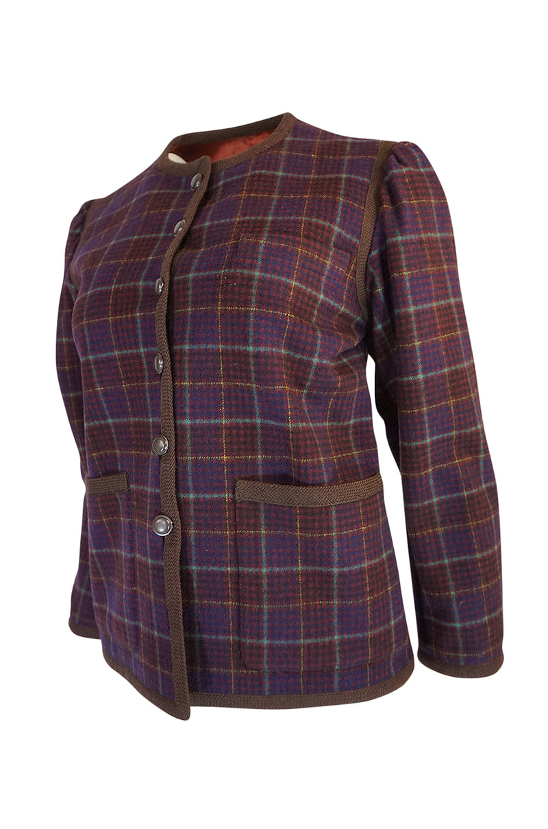 c1966-1970 Yves Saint Laurent Classic Box Cut Plaid Jacket