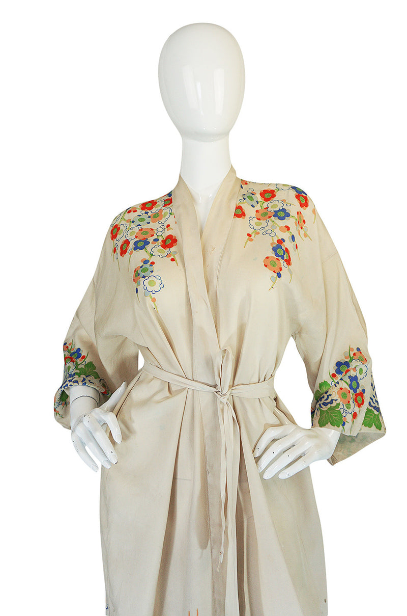 Romantic 1920s Printed Tissue Silk Pongee Kimono