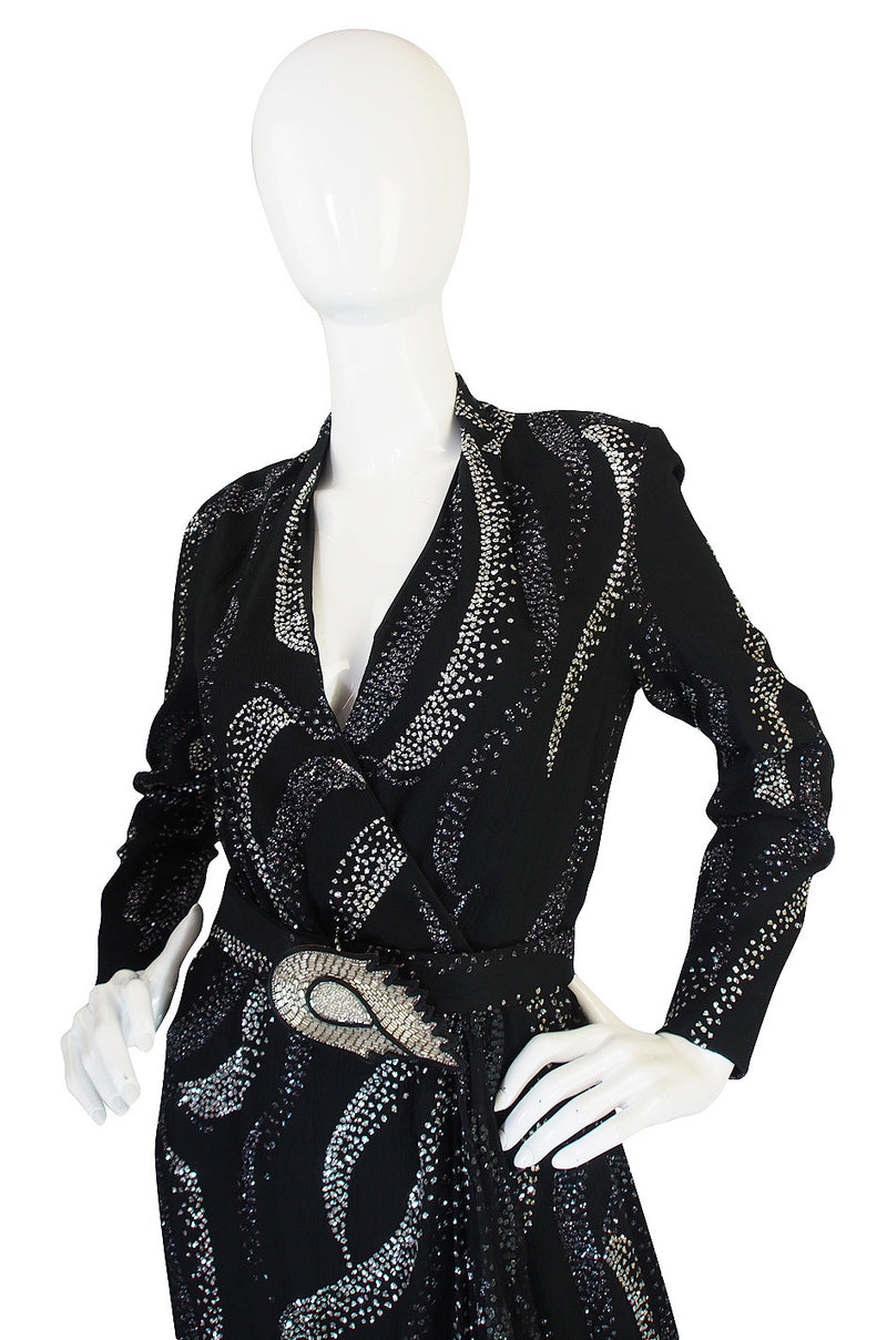 1960s George Halley Attributed Glitter Wrap Dress