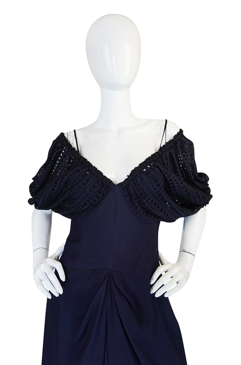 1990s Jean Paul Gaultier Femme Eyelet Pouf Sleeve Dress