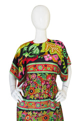 1960s Brilliant Multi Color Thai Silk Caftan Dress
