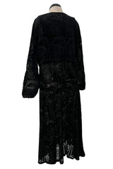 Stunning 1930s Part Transparent Art Deco Pattern Cut Velvet Dress & Matching Jacket