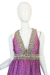 c1965-69 Lavender & Silver Beaded Oscar de la Renta Dress