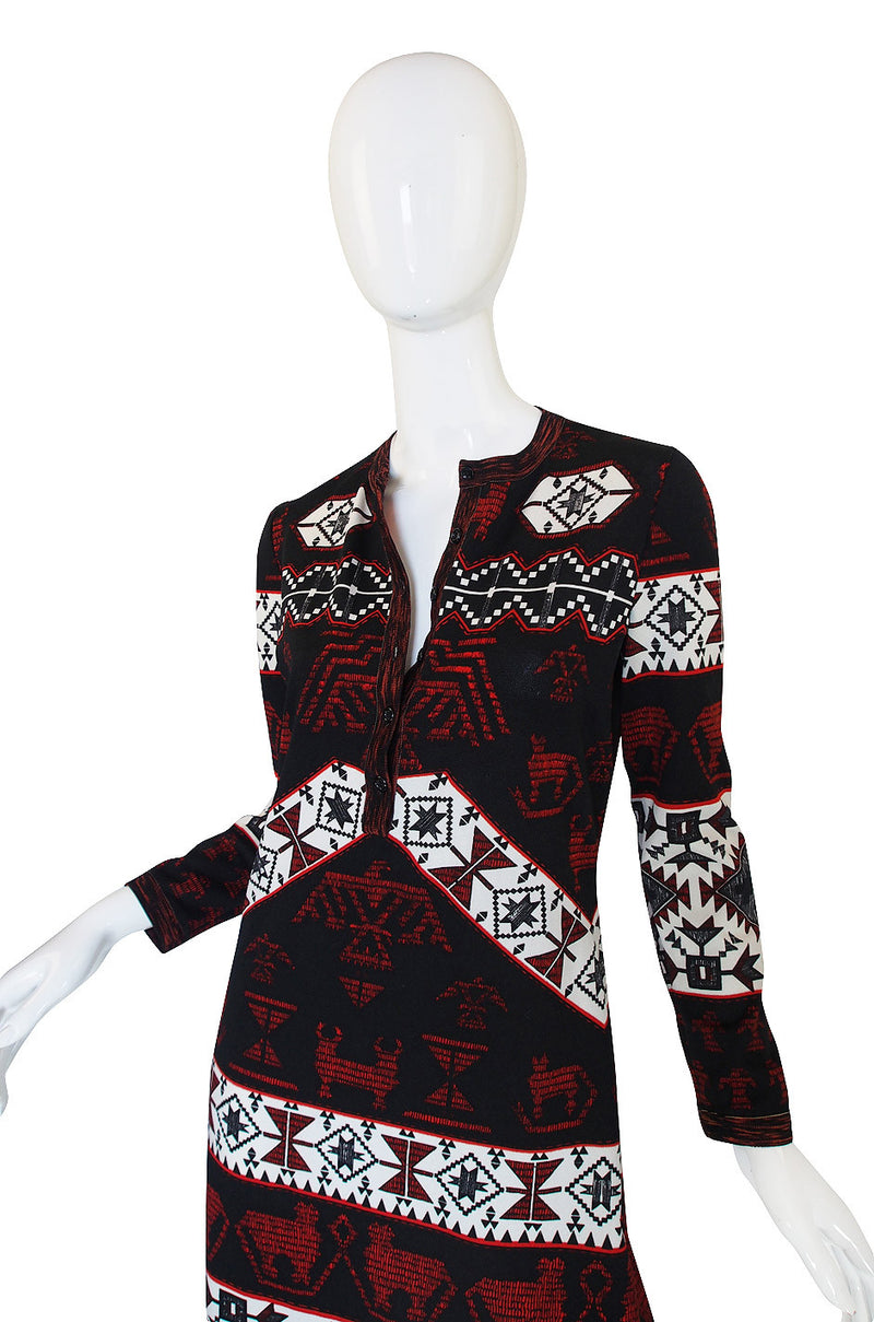 1960s Jersey Print Goldworm Dress