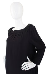 1960s Adele Simpson Chic Black Shift Dress