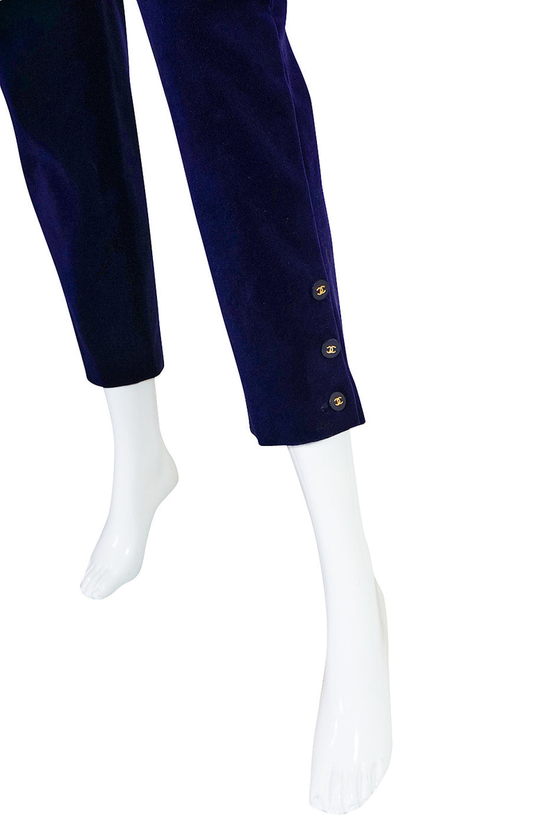 Rare 1980s Purple Velvet Chanel Cigarette Pants