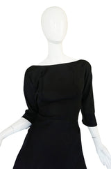1950s Demi Couture Christian Dior Black Silk Bow Dress