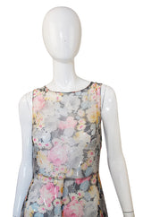 1920s Etheral Silk Chiffon Floral Flapper Gown