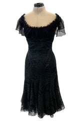 Fall 2002 Alexander McQueen 'Supercalifragilistic-Expialidocious' Runway Black Lace & Silk Chiffon Dress