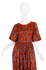 1960s Thai Silk Print Full Length Dress