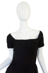 Stunning 1950s Little Black Silk Chiffon Ceil Chapman Dress