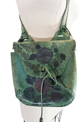 Rare 1960s Deep Green Hand Painted Char Messenger Bag