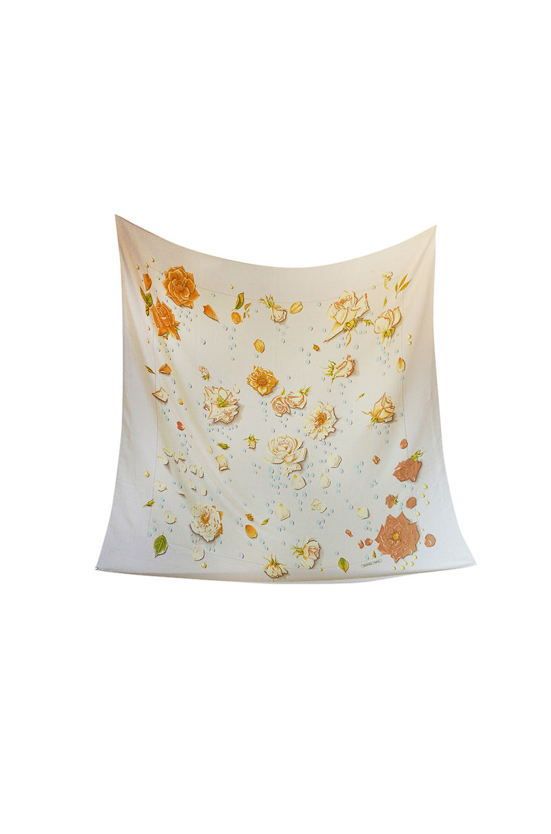 Huge Hermes Floral Print Cashmere Scarf or Shawl