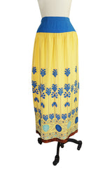 1970s Lanvin Numbered Couture Print & Sequin Wrap Skirt