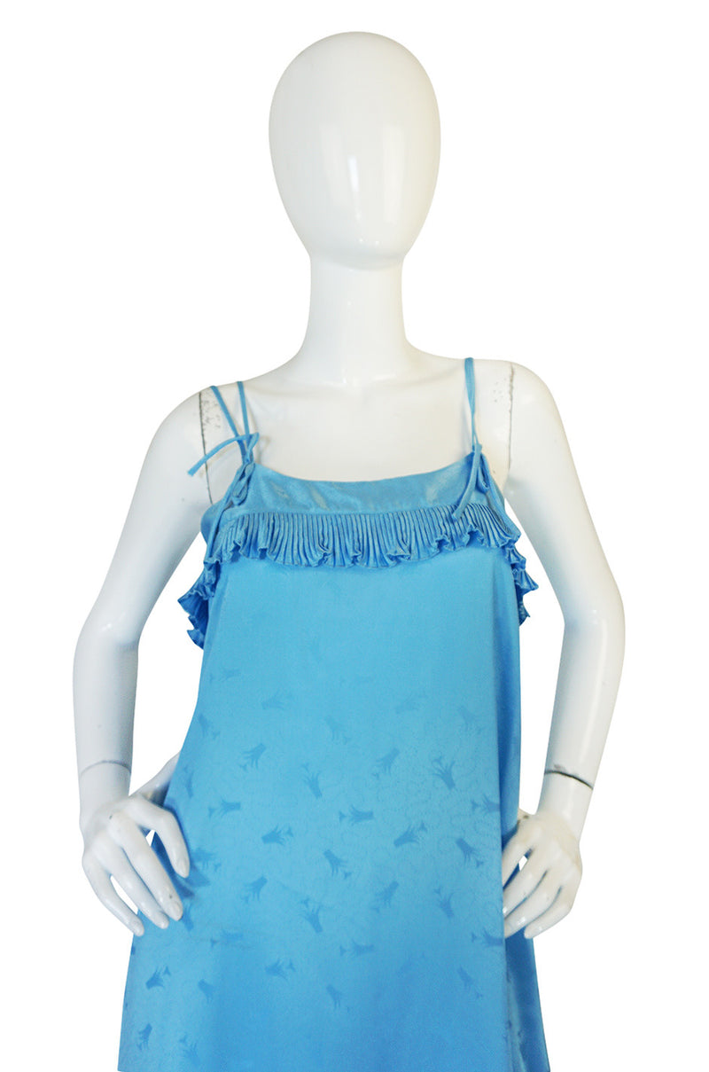1970s Blue Zandra Rhodes Lingerie Dress