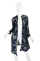 1960s Blue Cord & Black Net Geoffrey Beene Evening Jacket
