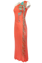 Early 1970s Bob Mackie Ray Aghayan One Shoulder Beaded Jersey Dress