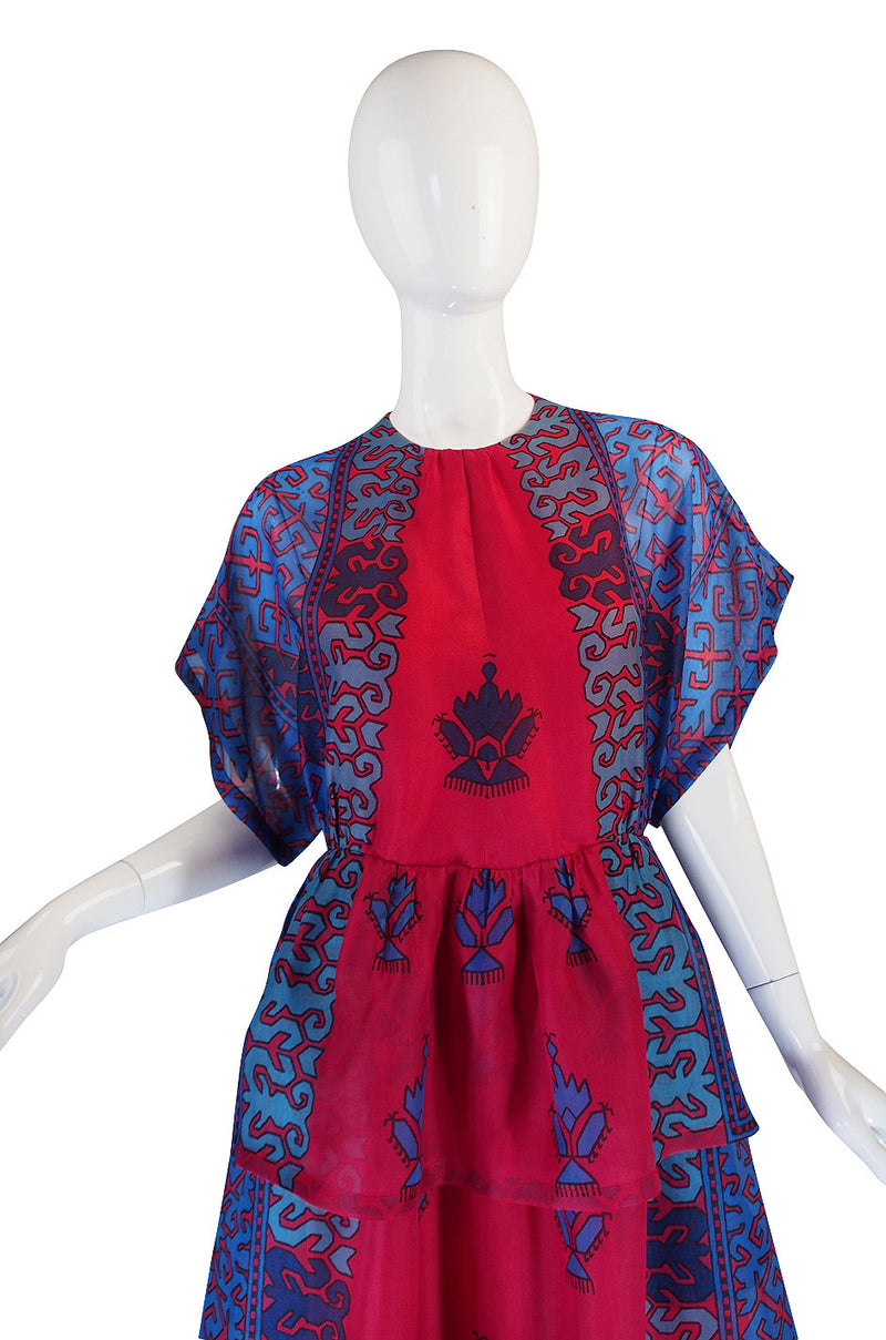 1970s Numbered Silk Gazar Lanvin Caftan Dress