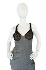 S/S 1998 Gianni Versace Couture Houndstooth Dress w Lace Cups