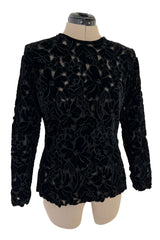 Incredible 1990s Yves Saint Laurent Haute Couture Velvet & Chiffon Cut OutsTop