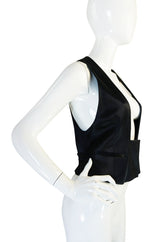 Iconic 1990s Black Silk Yves Saint Laurent Tuxedo Vest