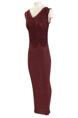 1990s Christian Lacroix Fitted Dress in a Deep Burgundy & Gold Metallic Knit