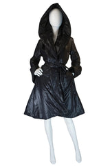 1980s OMO Norma Kamali Black Sleeping Bag Coat with Hood