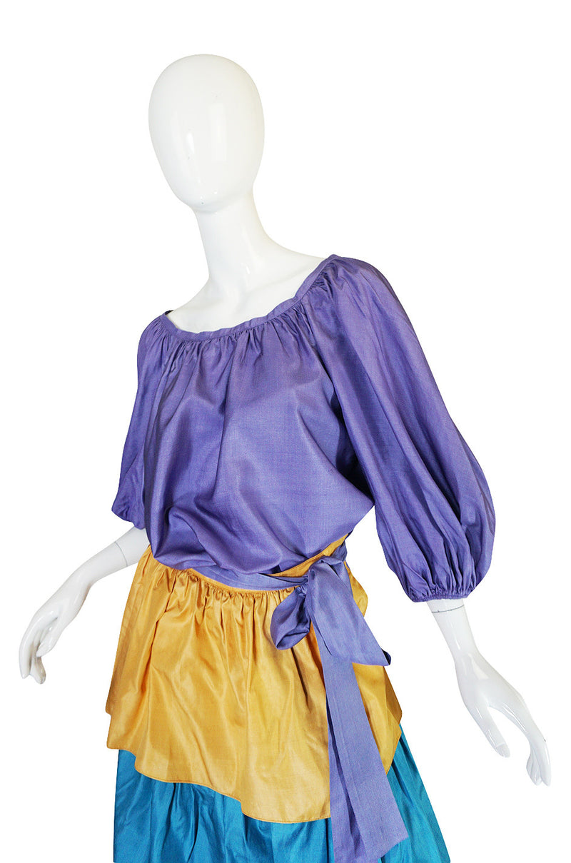 1970s Yves Saint Laurent Peasant Ruffle Skirt & Top Set