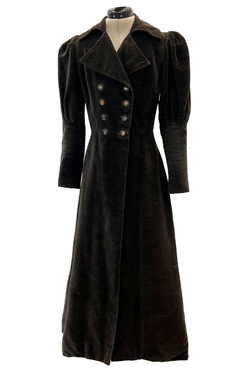 Documented Fall 1970 Yves Saint Laurent Brown Velvet Ultra Fine Corduroy Great Coat