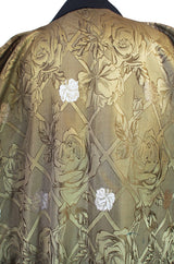 Unusual 1950s Gold Silk Floral Kimono