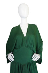1960s Jean Patou Demi-Couture Green Jersey Caftan Dress