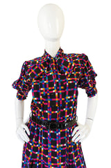 c1982 Haute Couture Yves Saint Laurent Silk Dress