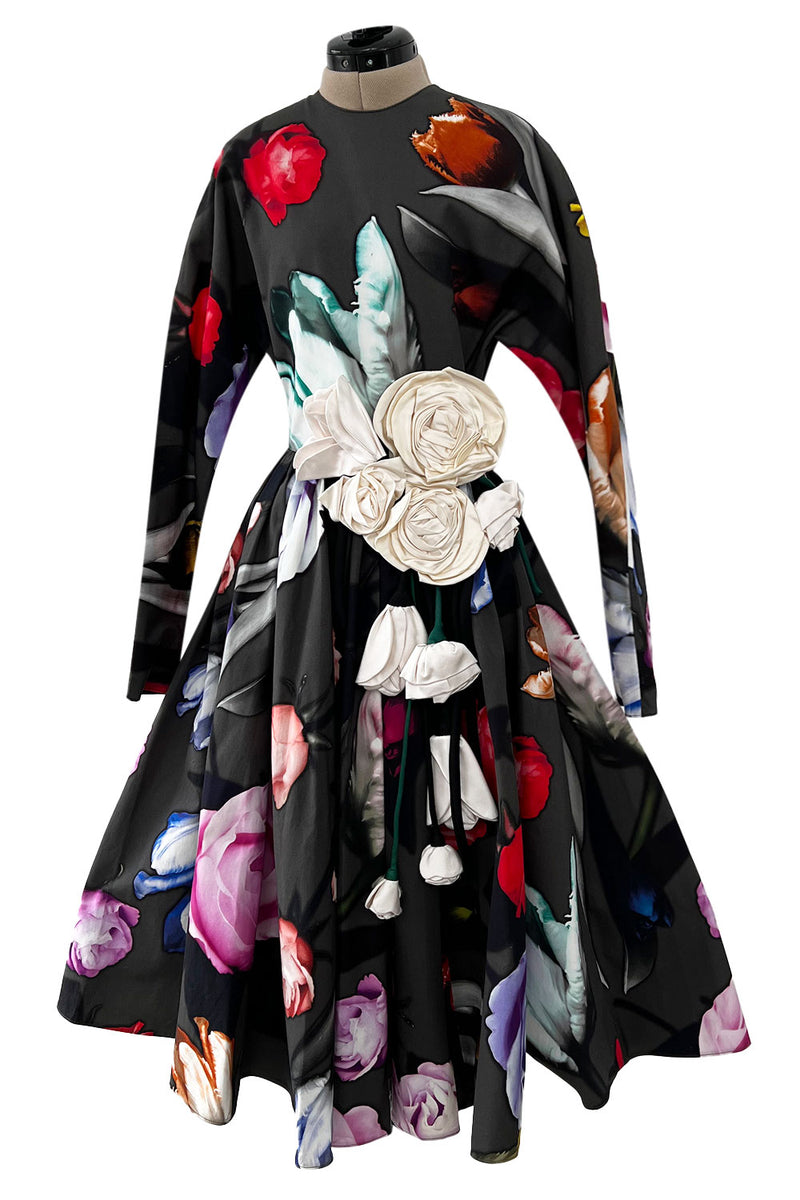 Gorgeous Fall 2019 Prada Cotton Floral Dress with Elaborate Floral Applique