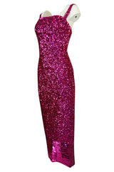 1950s Mr. Blackwell Demi-Couture Densely Covered Pink Sequin Dress