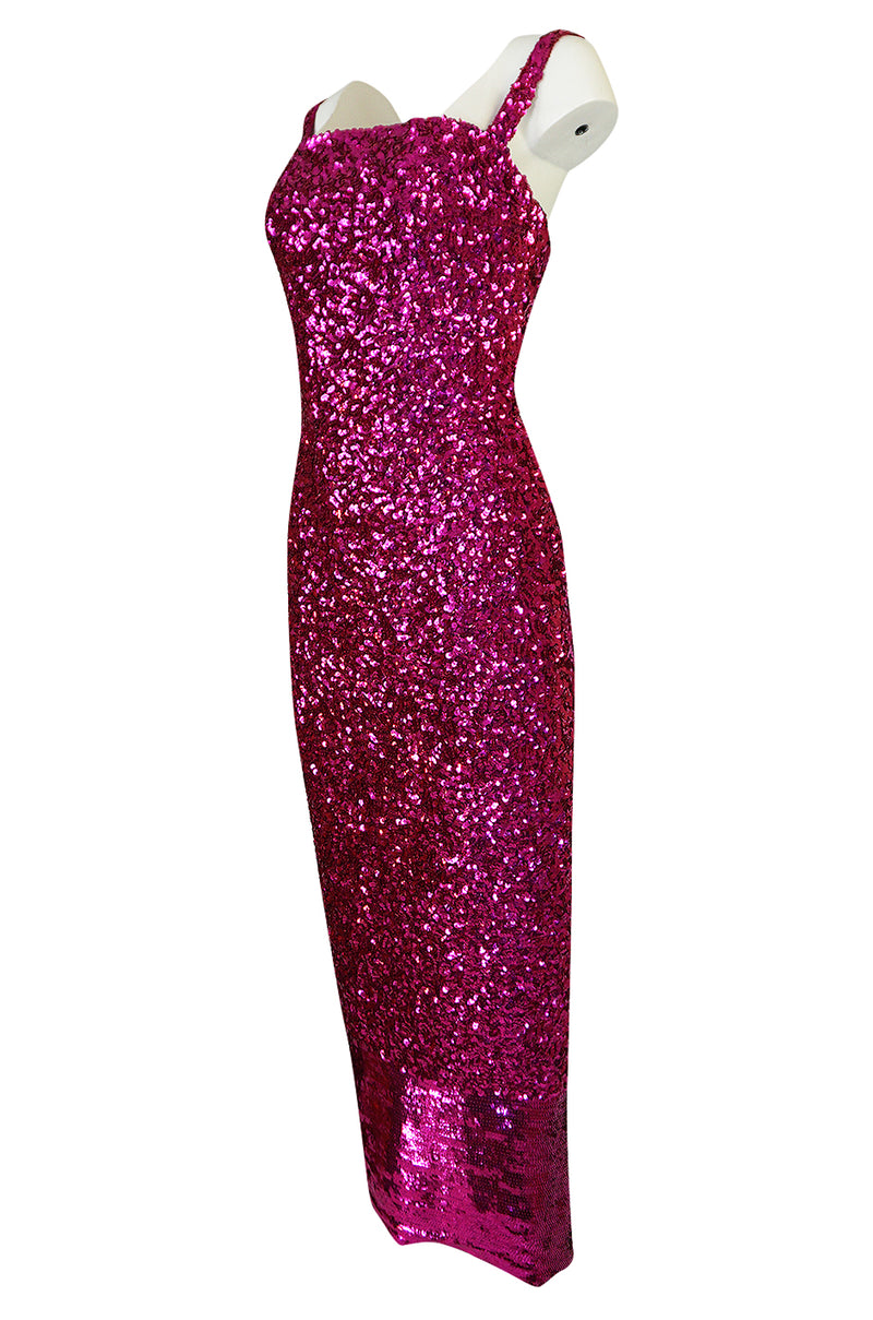 1950s Mr. Blackwell Demi-Couture Densely Covered Pink Sequin Dress