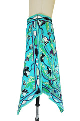 1960s Larger Cotton Turquoise Print Emilio Pucci Skirt