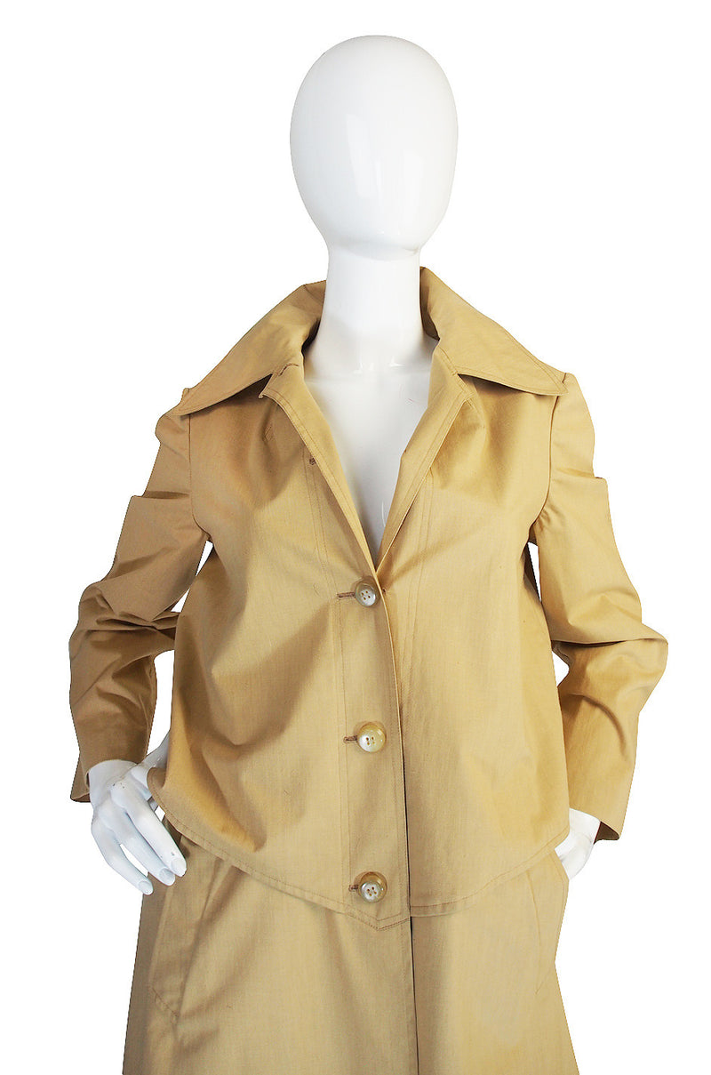 Late 1950s Rare Hermes Coated Cotton Trench Coat