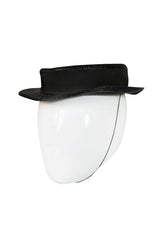 c1982-1987 Yves Saint Laurent Glossy Black Couture Boater Hat