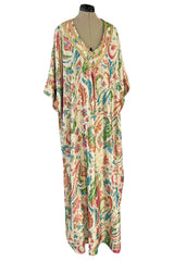 Gorgeous 1960s Lucie Ann Beverly Hills Gold Thread Lame Caftan w Sequin Detailing