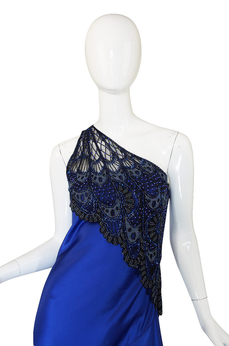 1970s Beaded Bob Mackie One Shoulder Gown