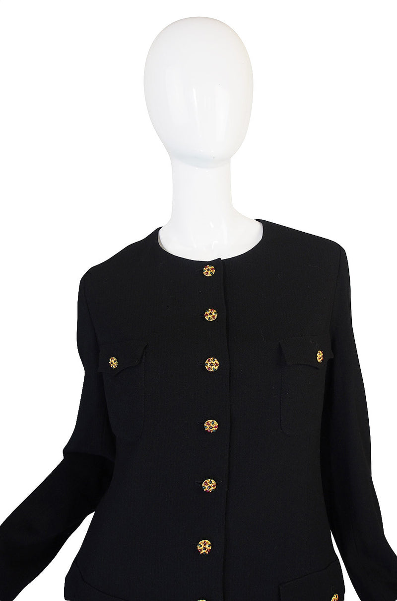 1996A Runway Chanel Coat Dress w Cabochon Buttons