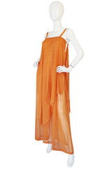1970s Silk Chiffon Hem Yves Saint Laurent Dress & Capelet