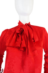 1979 Yves Saint Laurent Haute Couture Red Silk Top