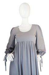 1960s Pretty Grey Blue Gina Fratini Maxi Dress