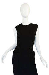 1960s Norman Norell Wool Crepe Back Button Shift Dress