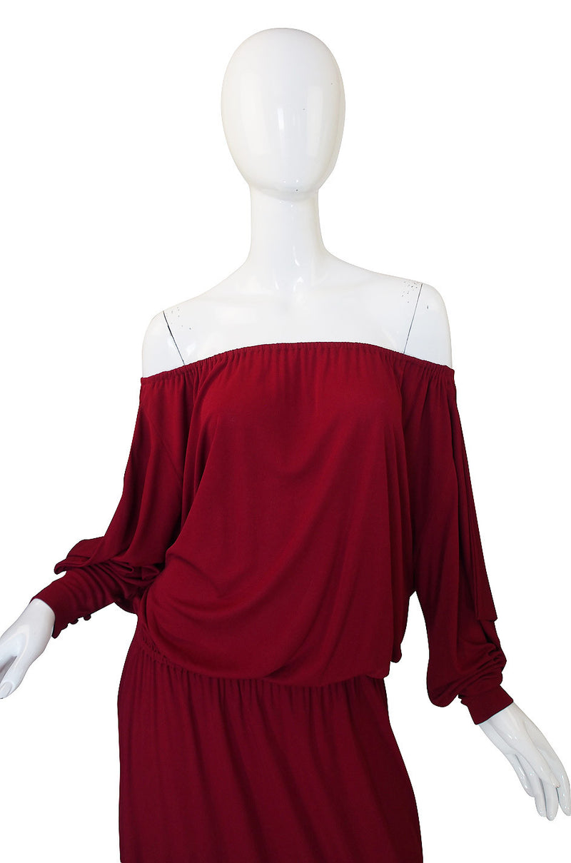 1970s Numbered Christian Dior Off Shoulder Dress