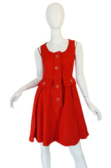 1960s Geoffrey Beene Boutique Red Linen Dress