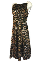 1960s Nina Ricci Metallic Gold Silver Silk Brocade Dress & Jacket Suit Set